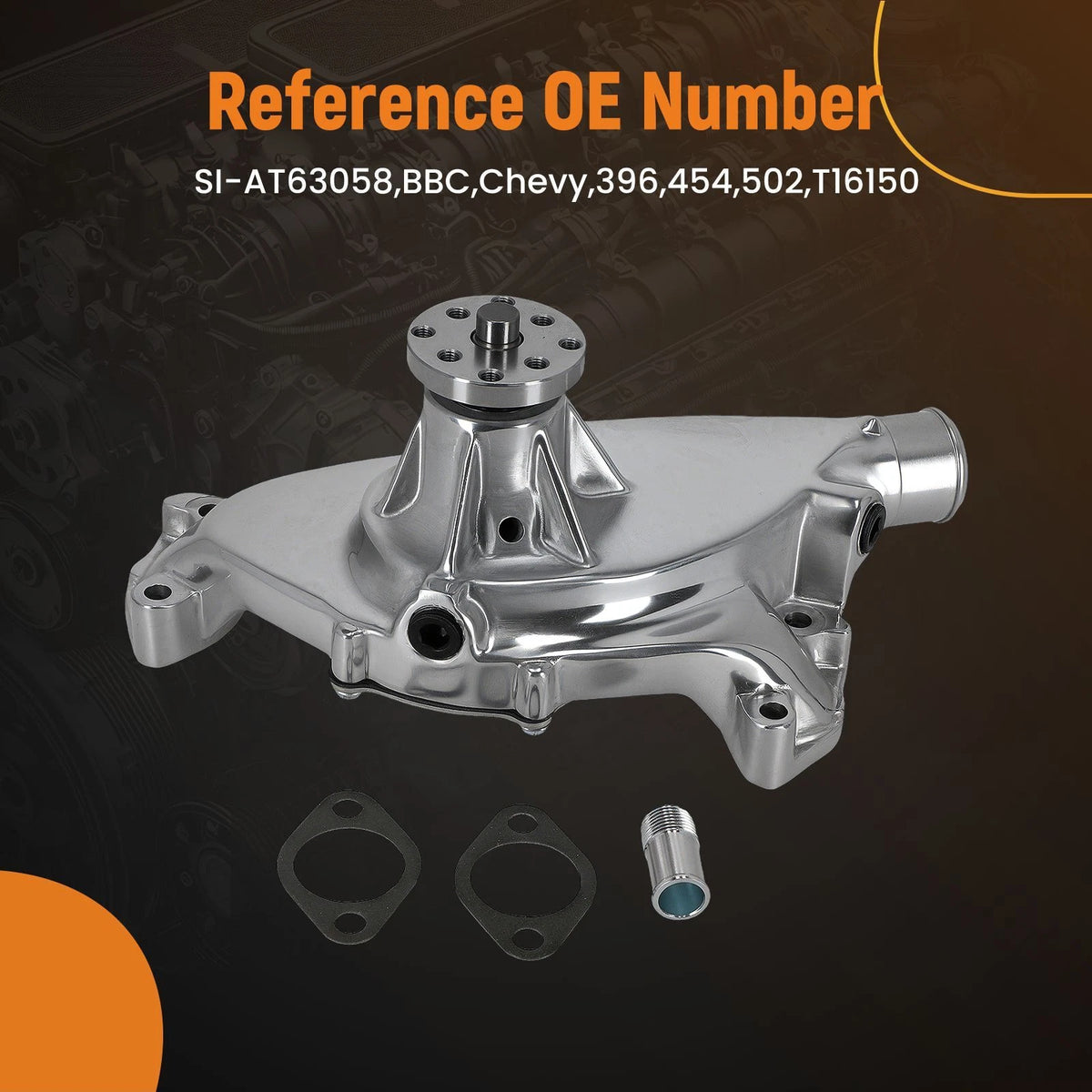Short Water Pump for Big Block Chevy BBC 396 454 502 (Polished, High Volume)