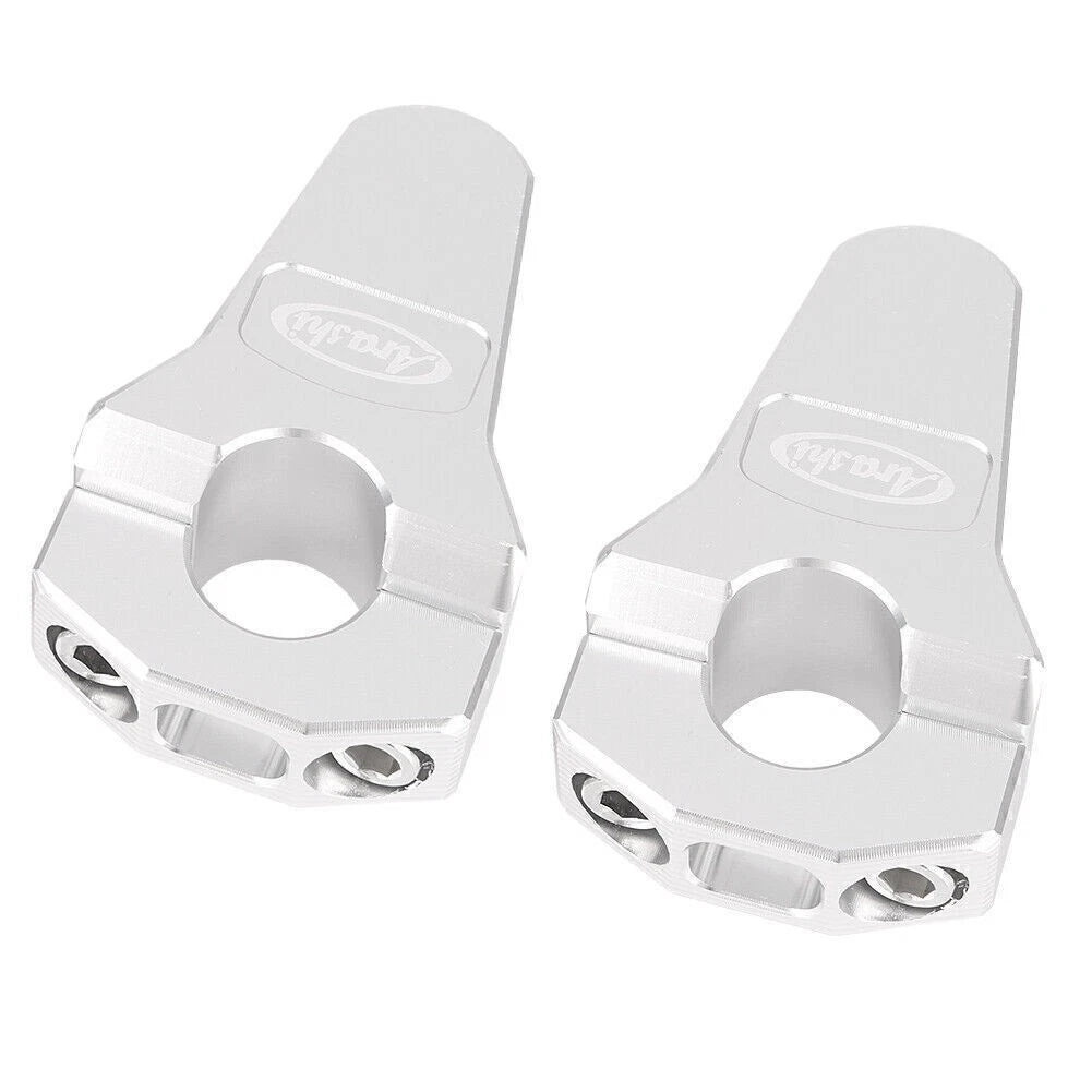 Set of 2 Handlebar Mount Clamp Risers for Motorcycle (7/8" 22mm) Silver
