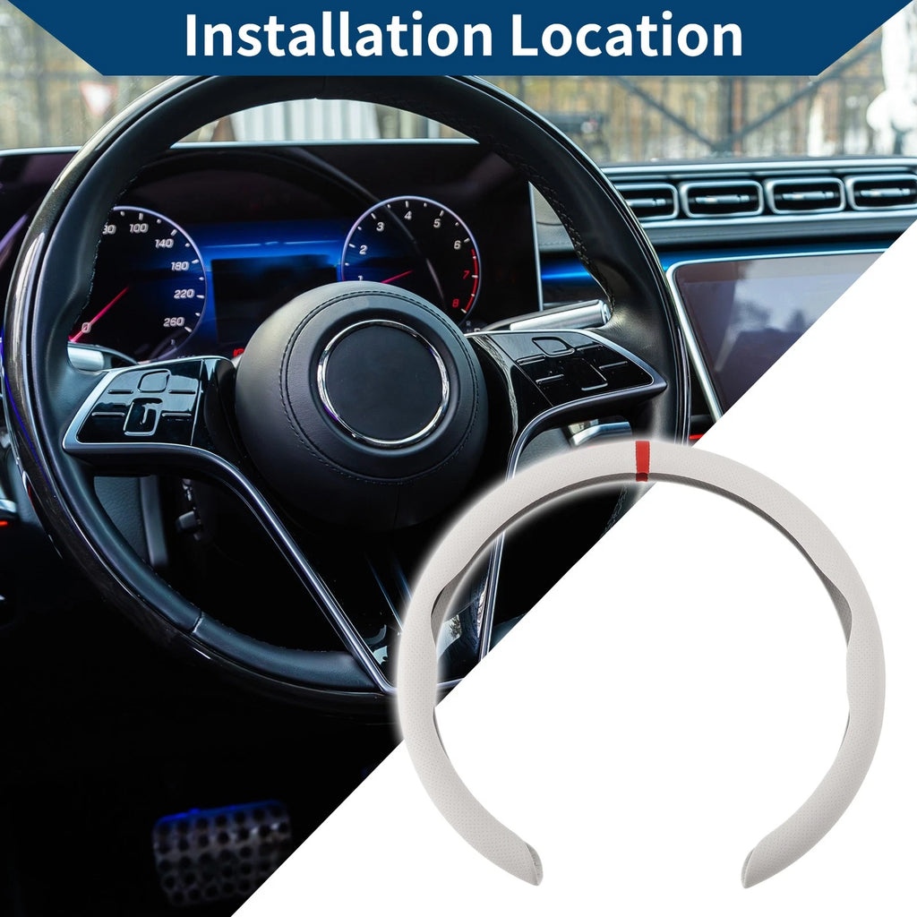 Steering Wheel Cover for Car (14.96", White Red)