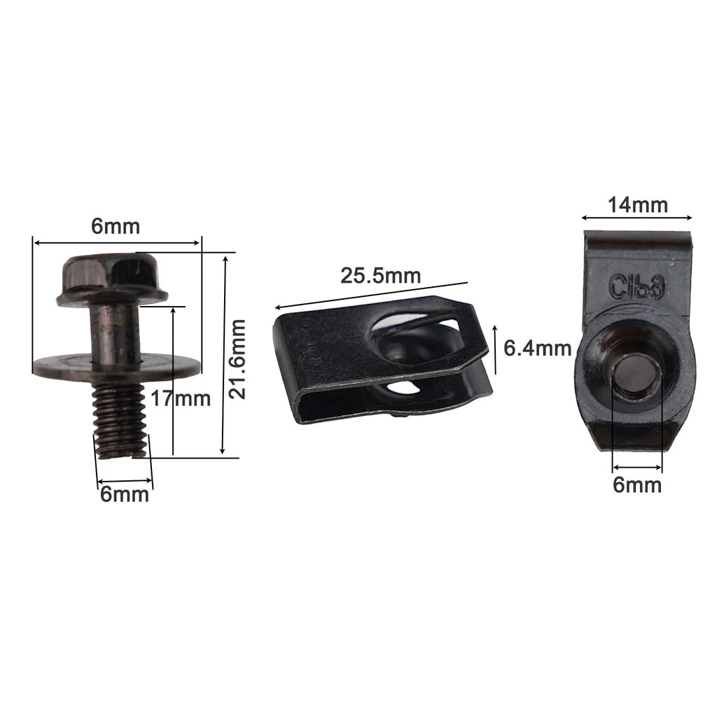 Body Bumper U-Nuts Clip Kit for Splash Shield (2010–2020)