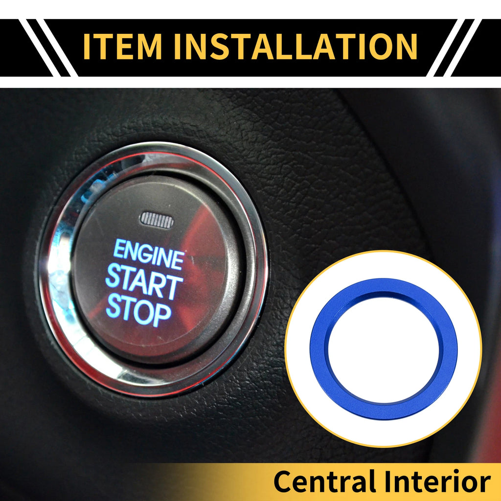 Engine Start Stop Button Switch Knob Cover Ring for Toyota Tacoma (2016–2023) Blue