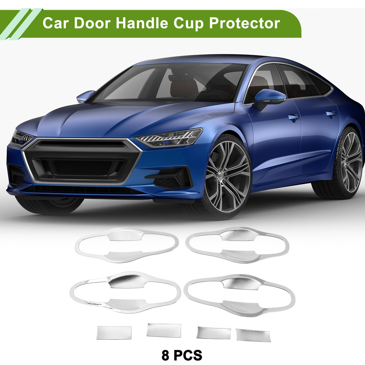 Car Door Handle Cup Protector 8 Pcs for Toyota RAV4 2013–2018 Chrome Tone