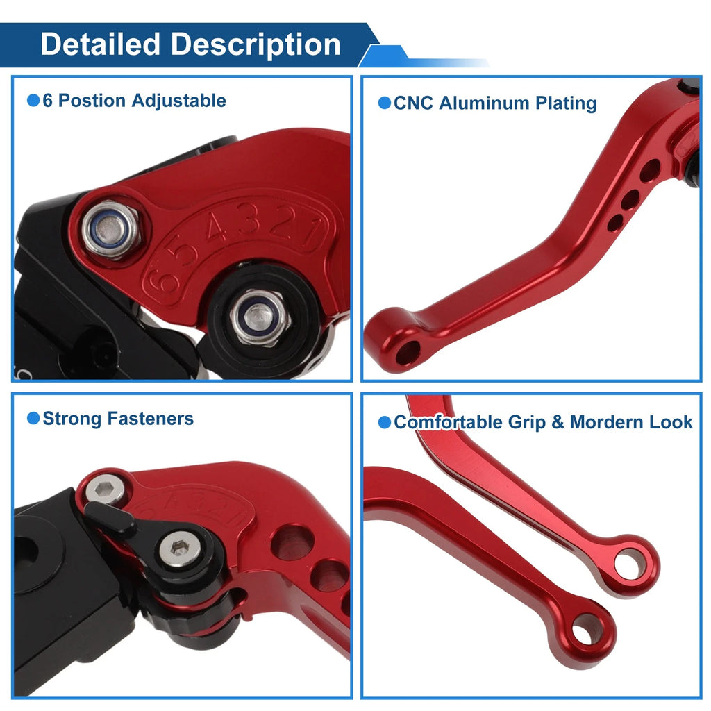 Adjustable Short Brake Clutch Levers for Honda CBR600 F2 (1991–2007) Solid Red