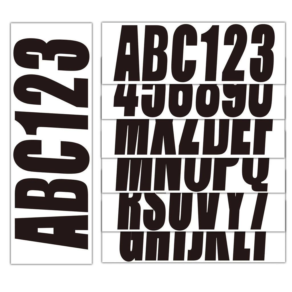 Set of 4 Black Personalized Decals for Boat Registration A-Z & 0-9