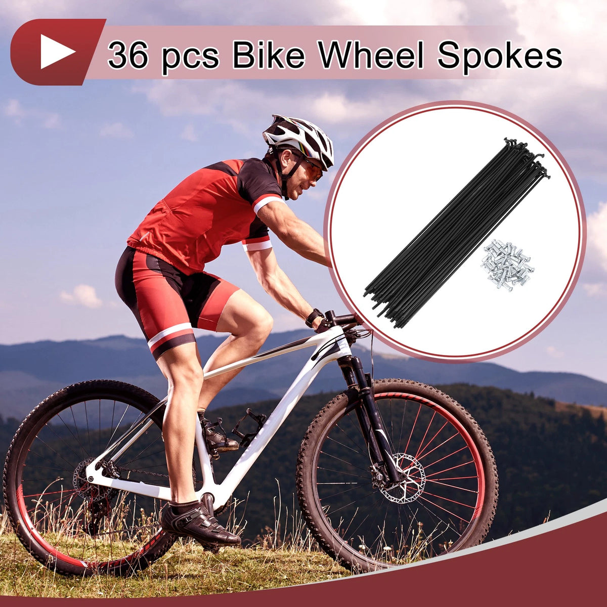 Bicycle Spokes Set 229mm Steel 45 Pack for 12G Wheel (1946–1946)