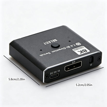2X DisplayPort Switch 1.4 Bi-Directional 1x2 for PC Monitor