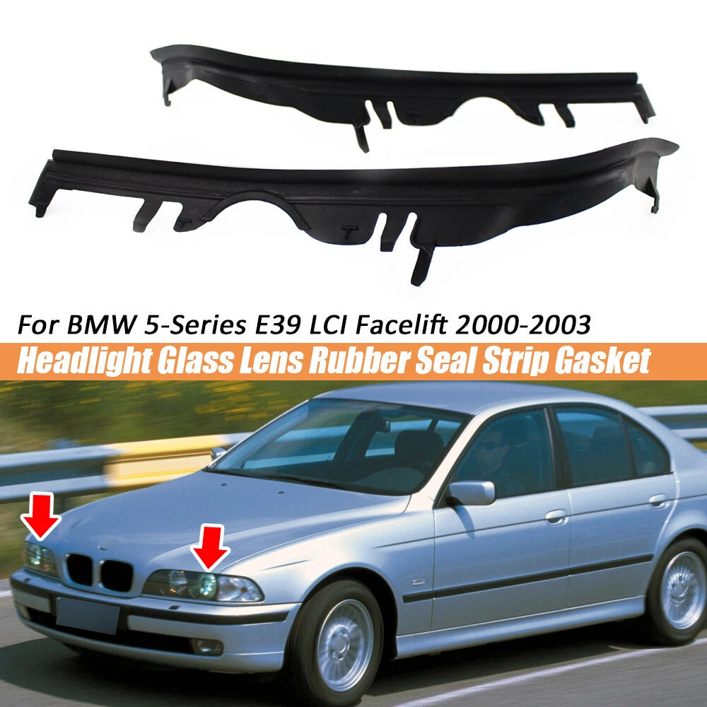 2X Upper Headlight Seal Strip Gaskets for BMW 5-Series E39 (2000–2003)