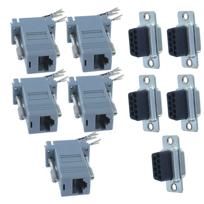 DB9 9 Pin RS232 to RJ45 Network Adapter Converter (8P8C)