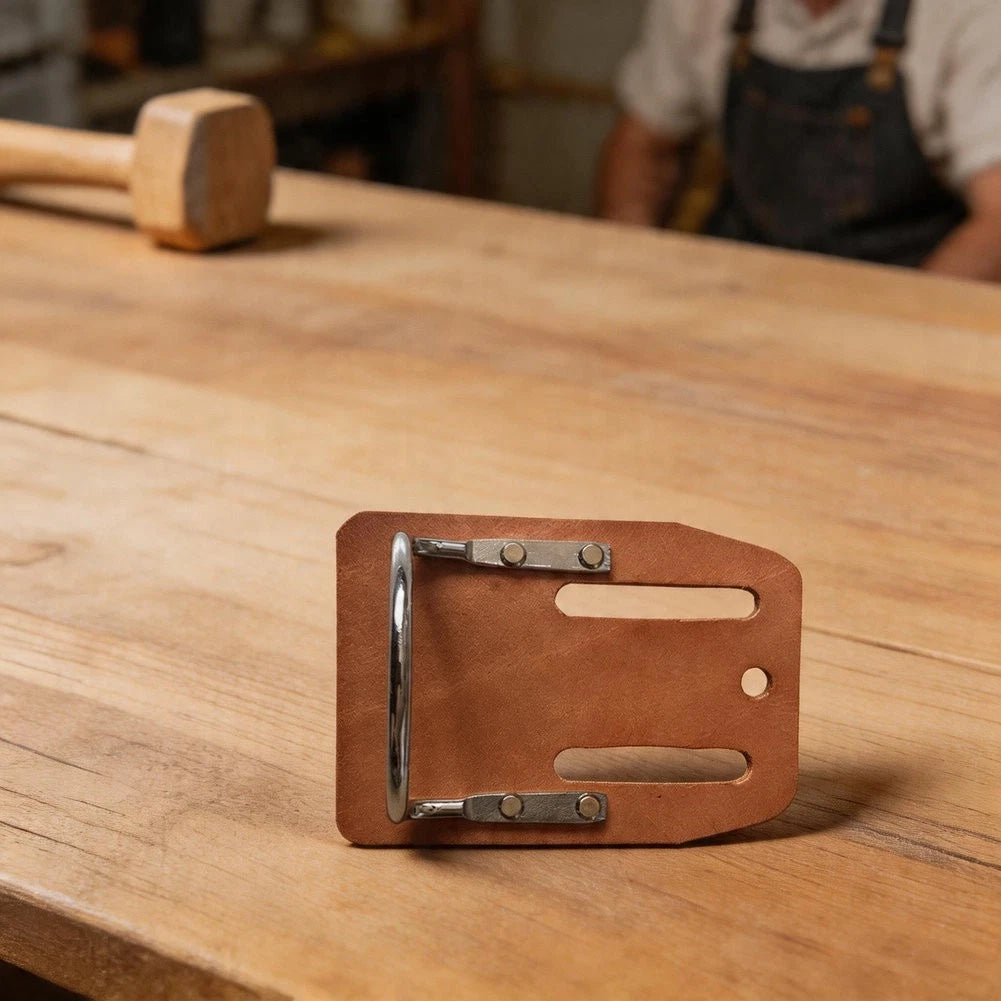 Cowhide Leather Waist Bag with Steel Hammer Ring for Quiet Movement