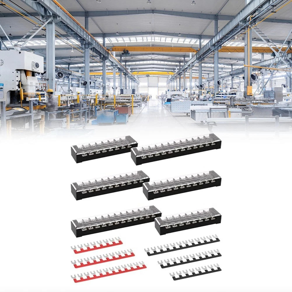 Set of 6 Double Row Terminal Blocks 25A 8 10 12 Position for Wire Management