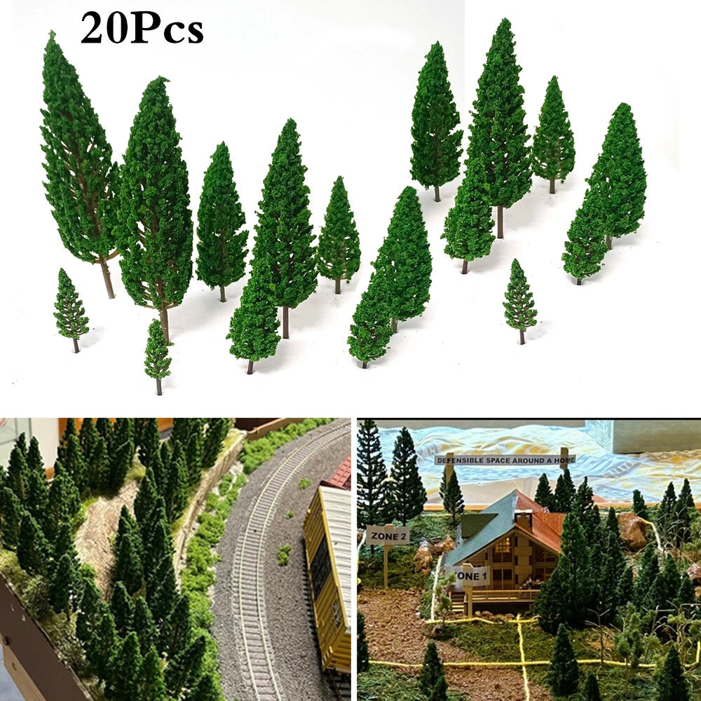 20pcs Model Trees for Train Railroad Park Scenery Miniature Decor