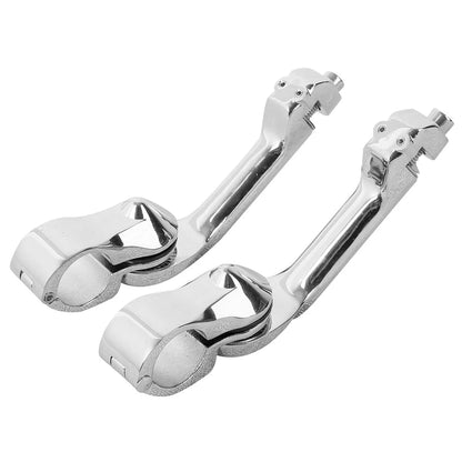 1-1/4" Chrome Long Angled Highway Crash Bar Foot Peg Mounts for Harley Touring
