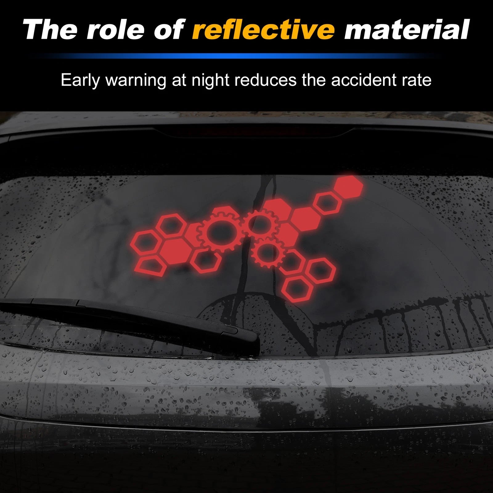 Reflective Bumper Decal for - Red Honeycomb Hexagon