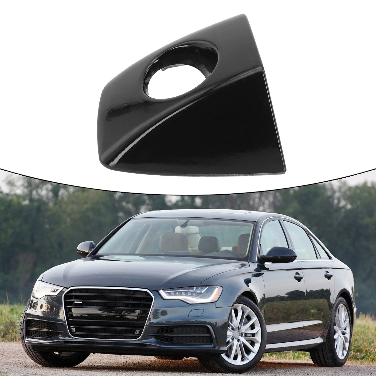 Front Left Door Handle Keyhole Cover for A6 C7 A7 (2012–2018) DL Black