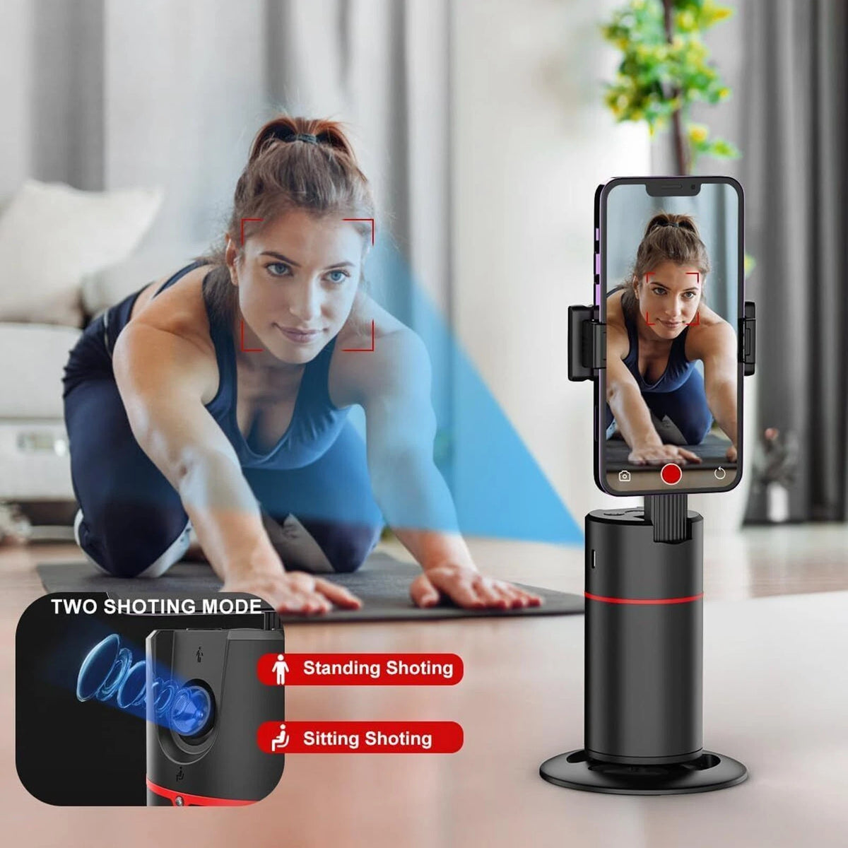 Auto Face Tracking Tripod for Phone Mount with Remote 360° Rotation
