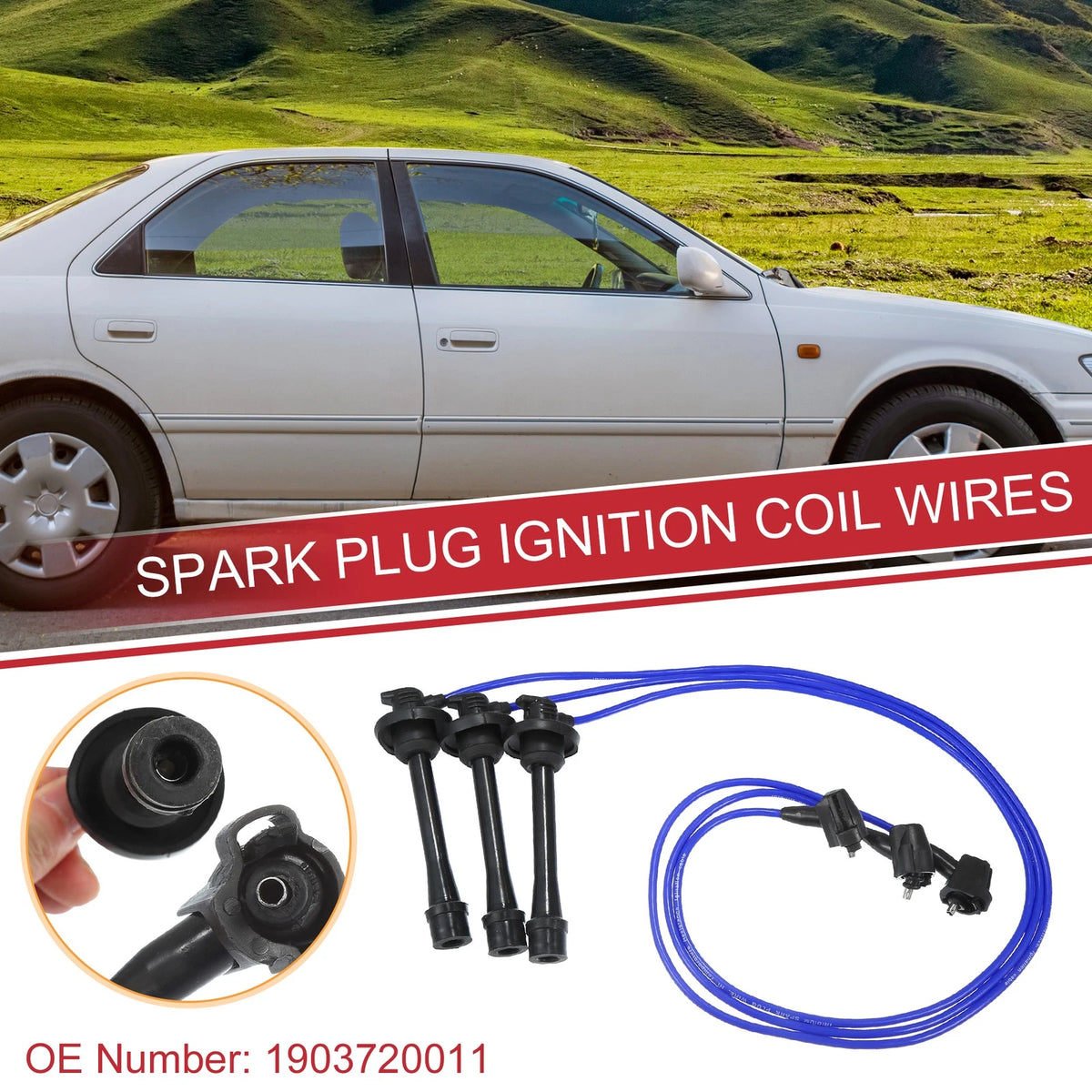 3PCS Spark Plug Wire Ignition Coil Cable Replacement for Toyota Camry Sienna (2007–2024)