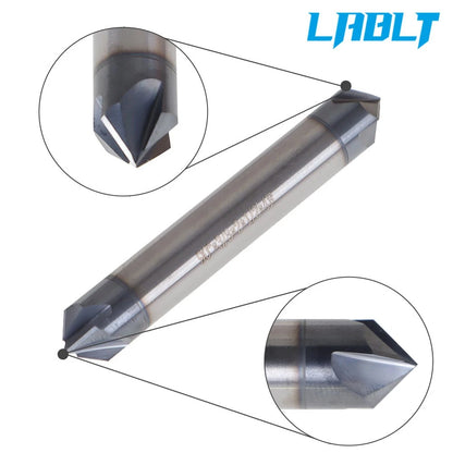 5Pcs 3/8" 4 Flute 90 Degree Double End Carbide Chamfer Mill