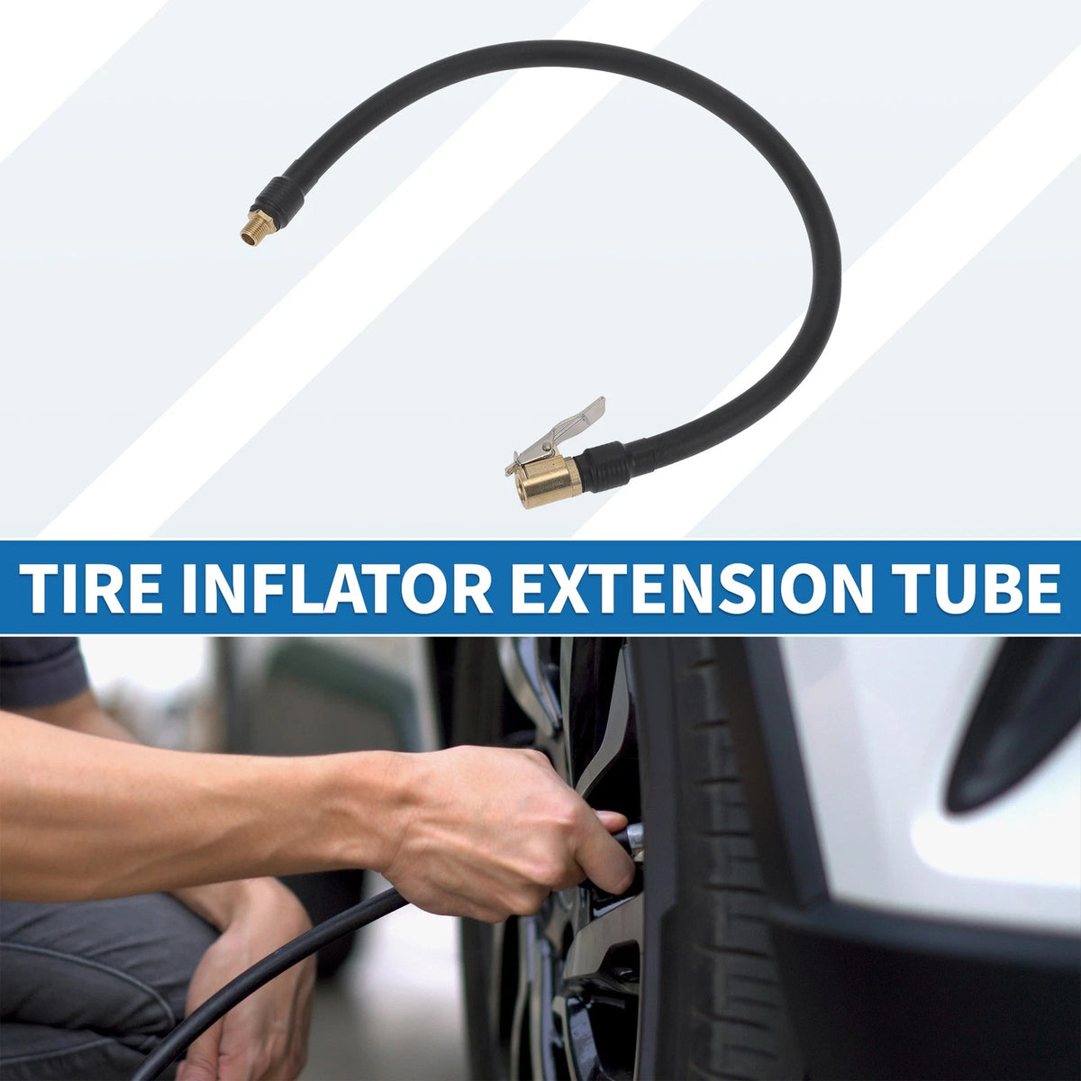 Tire Inflator Extension Tube 12.6mm OD for Car Bicycle (32TPI) (1pc)