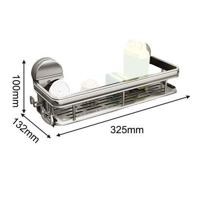 Aluminum Suction Cup Wall Mount Organizer Basket for Bathroom