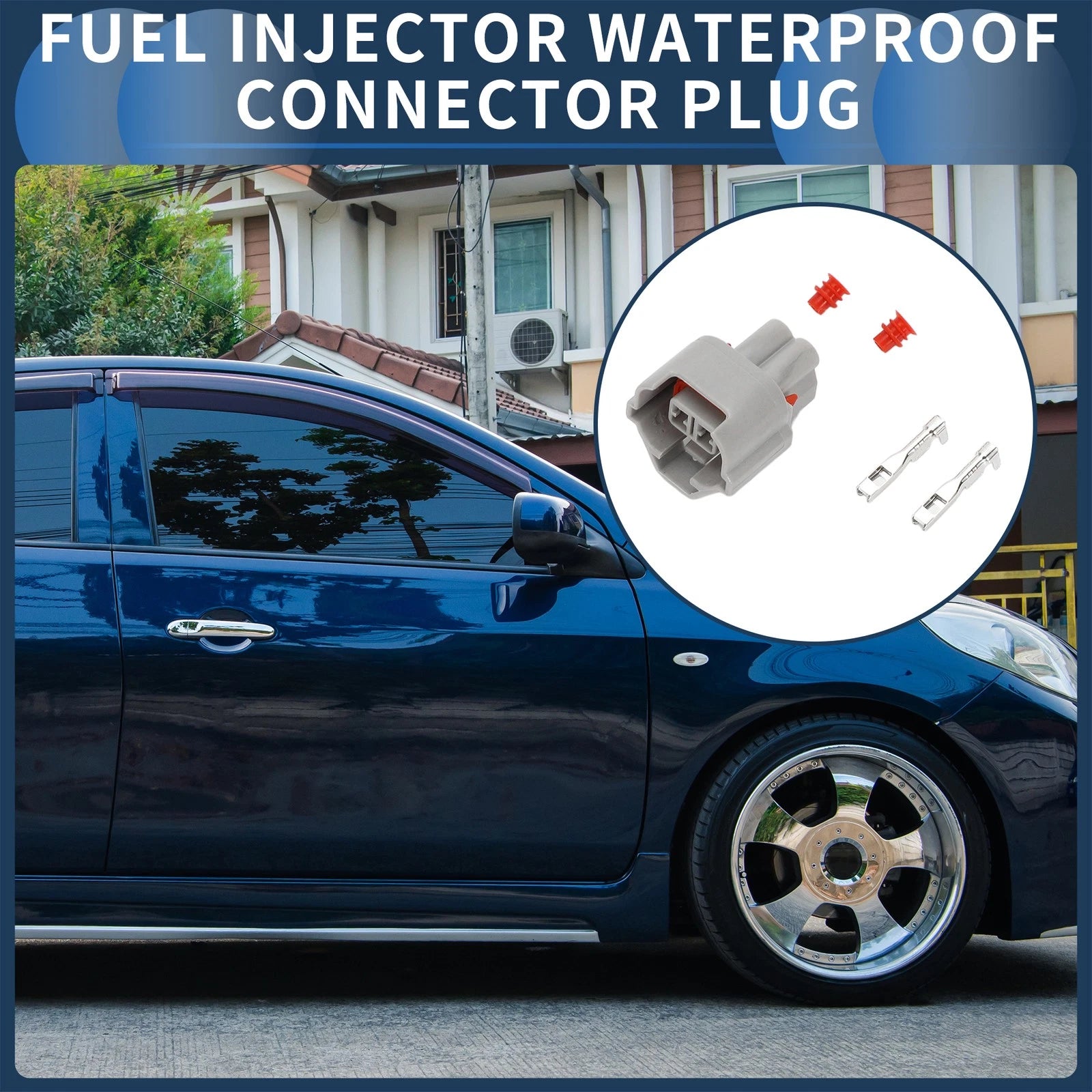 2 Pin Fuel Injector Waterproof Connector Plug for Nissan (Gray) (1 Set)
