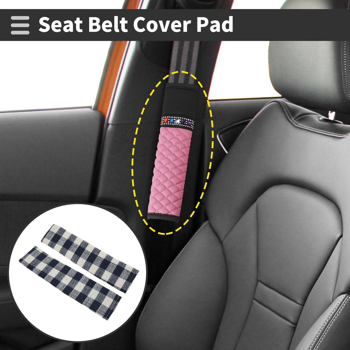 Set of 2 Navy Blue Seat Belt Cover Pads for Universal Fit (24cm)