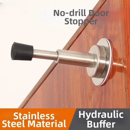 Stainless Steel Door Stopper with Hydraulic Buffer and Rubber End Cap