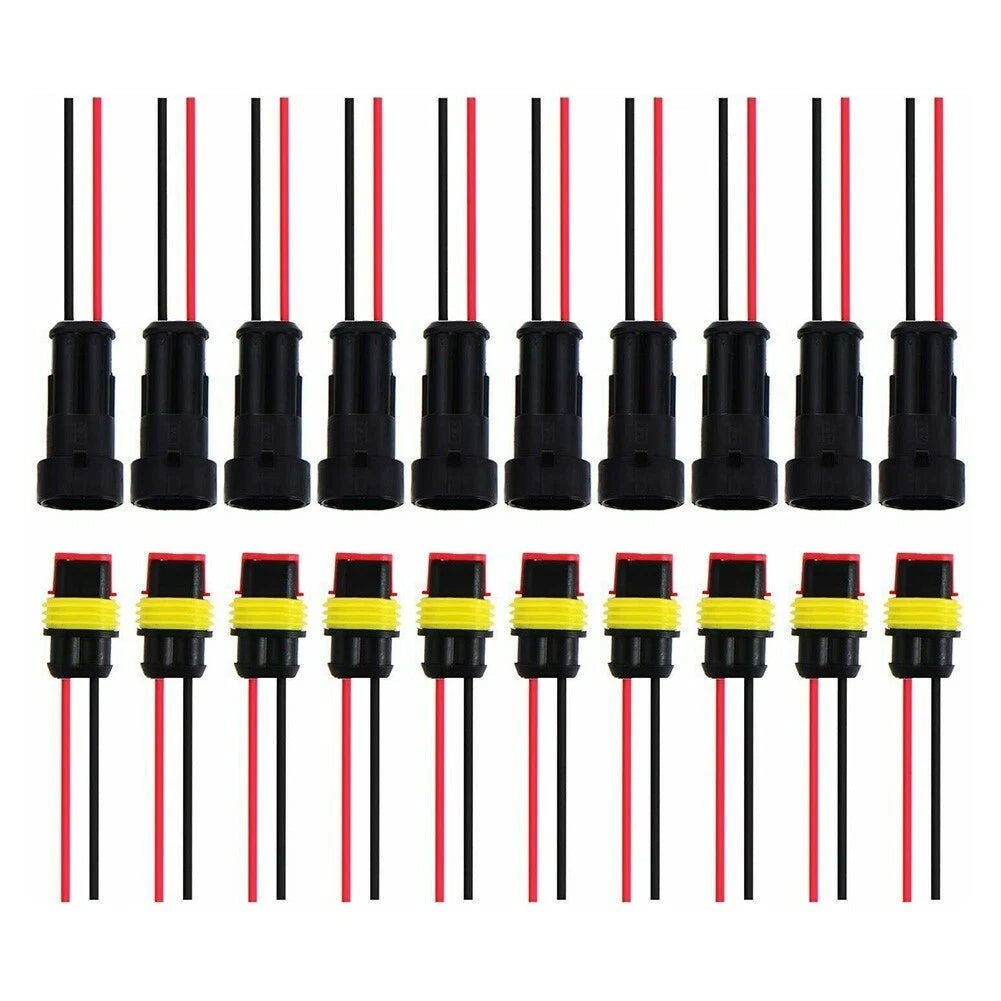 Set of 10 Wire Connector Plugs 12V 2Pin Amp/Tyco Male Housing