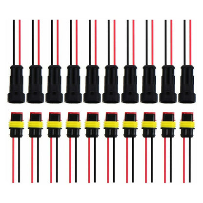 Set of 10 Wire Connector Plugs 12V 2Pin Amp/Tyco Male Housing