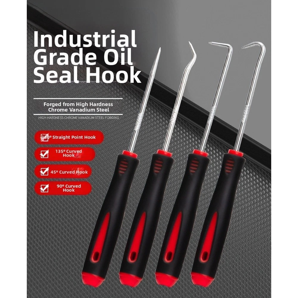 Industrial Seal Puller Hook Set Chrome Vanadium Steel with Rubber Handle Grip