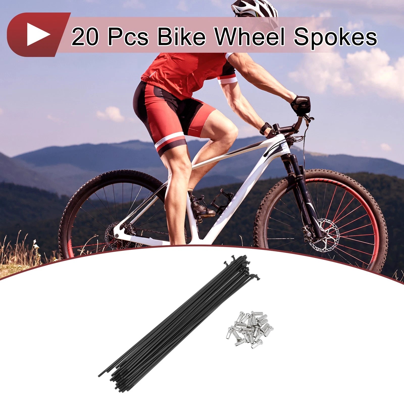 Bicycle Spokes 181mm 304 Stainless Steel Replacement Set for 26 Inch Wheel