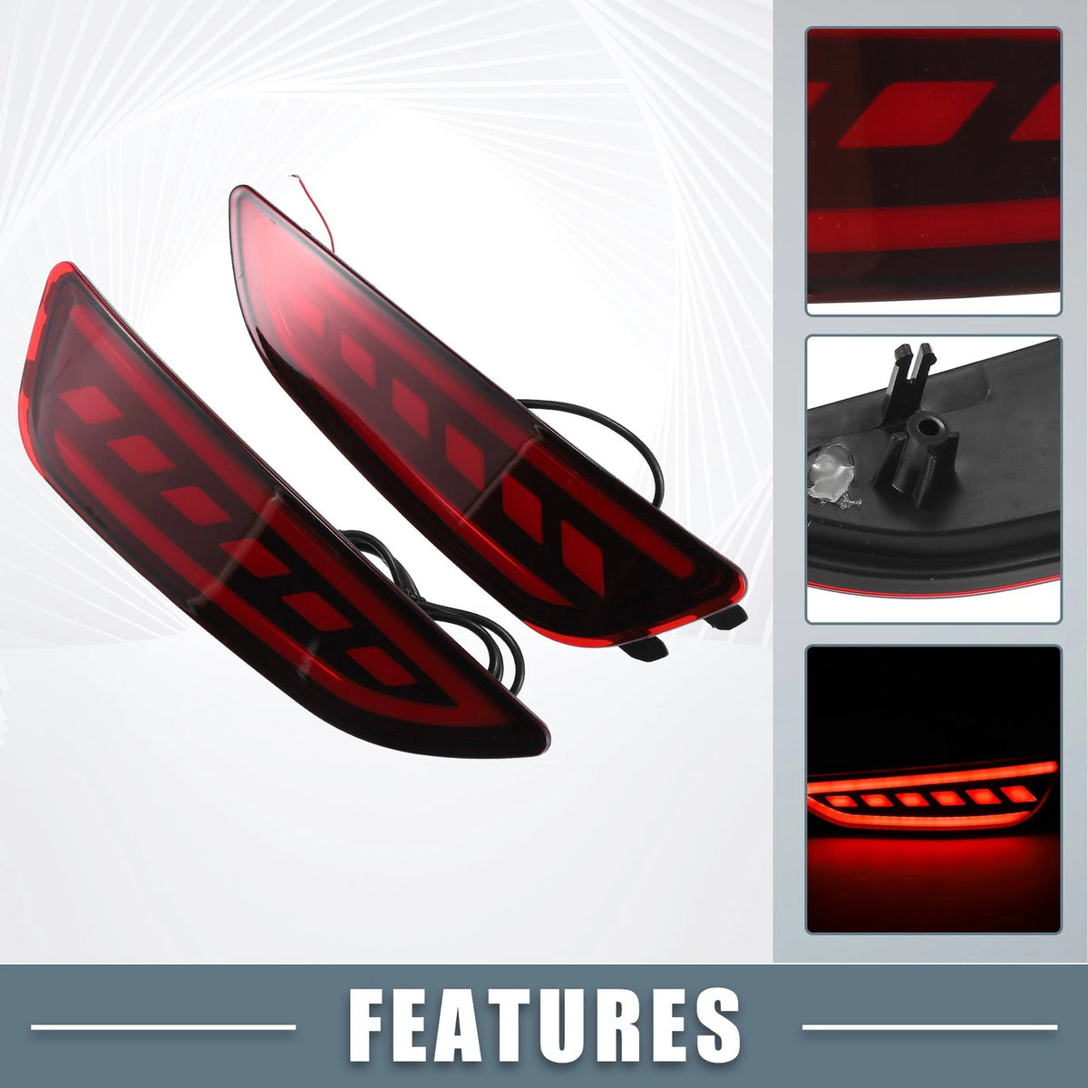 2pcs Rear Bumper Reflector LED Brake Lights Red for Hyundai Accent (2012–2017)