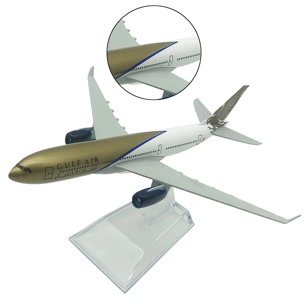 1:400 Scale Gulf A330 Airplane Model with Base