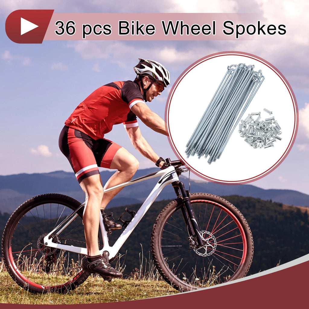 Bicycle Spokes 114mm Galvanized Carbon Steel Set for 13G Wheel (36-Pack)