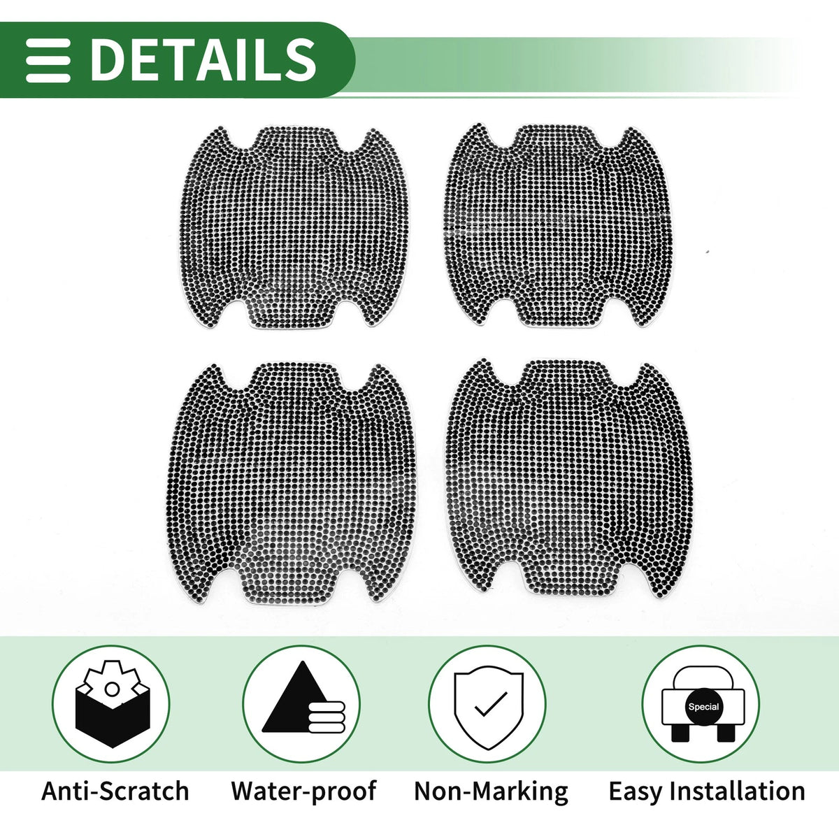 Set of 4 Car Door Handle Protective Film Reflective Stickers for