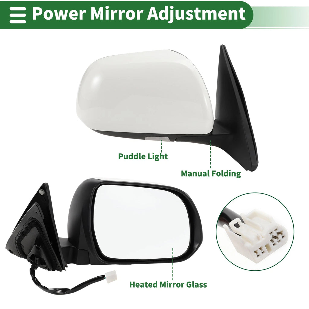 Right Side Door Mirror Manual Folding for Toyota Highlander (2008–2013)