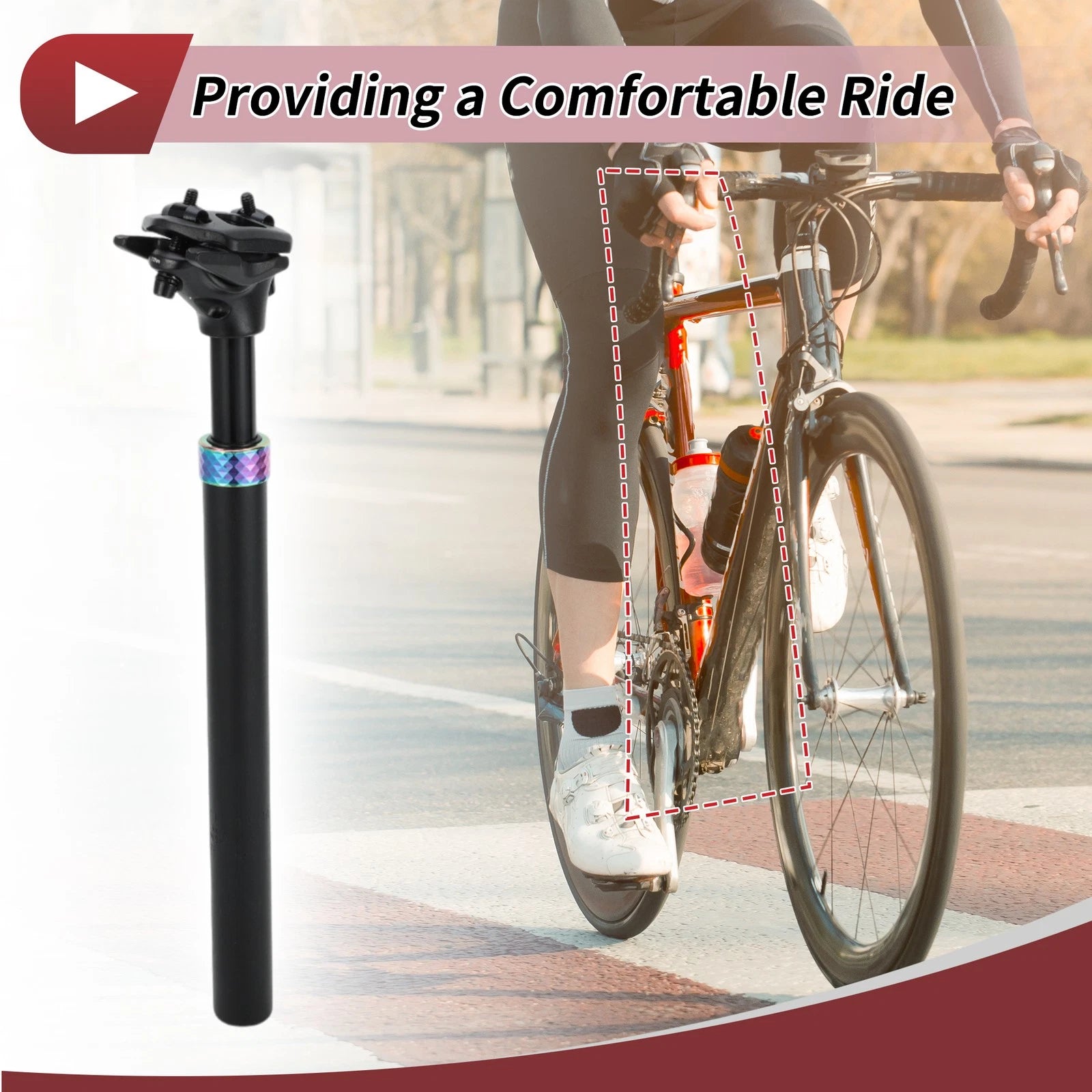 Suspension Shock Absorber Seat Post 27.2x350mm Replacement for Bike