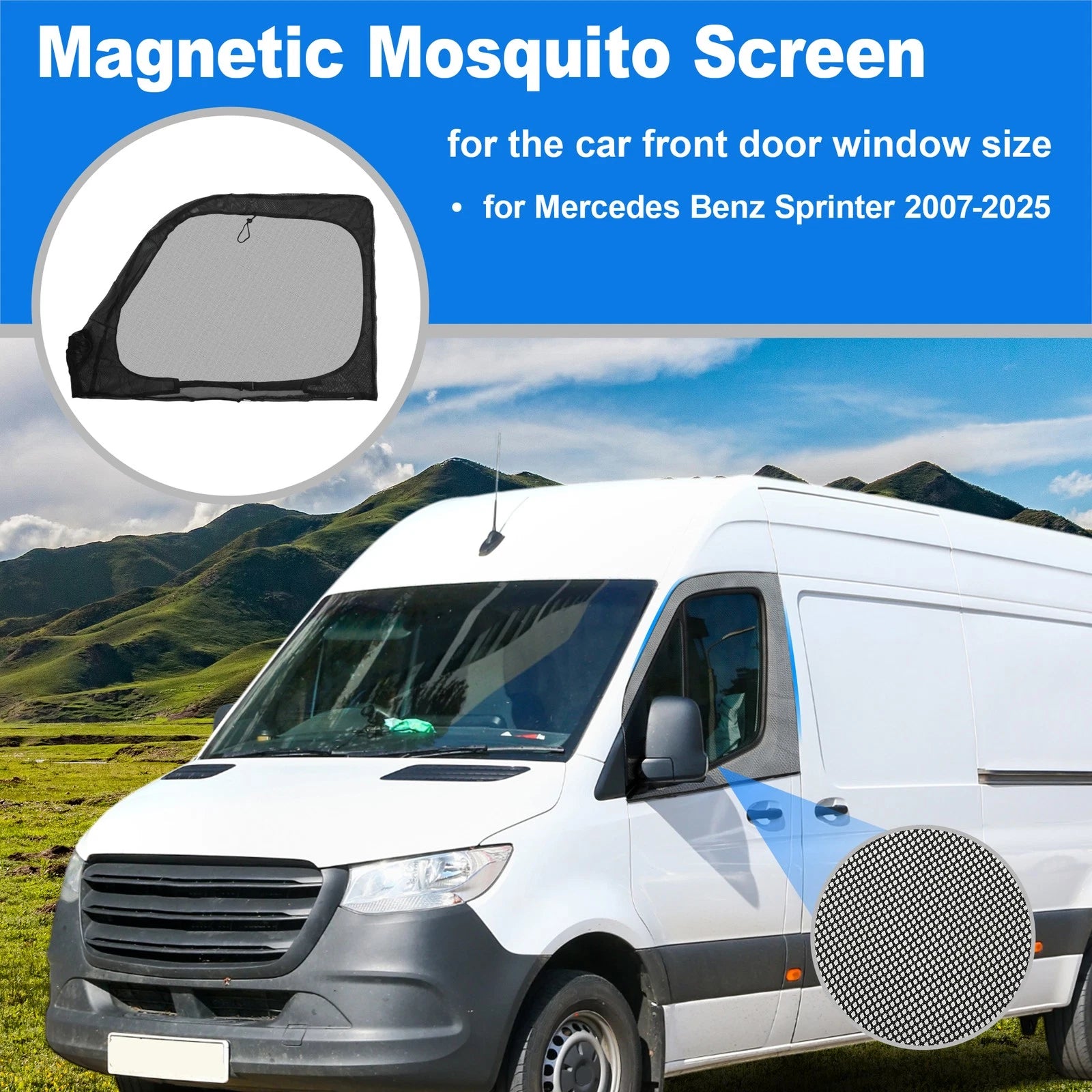 Magnetic Mosquito Screen Front Door for Mercedes Benz Sprinter (2007–2025)