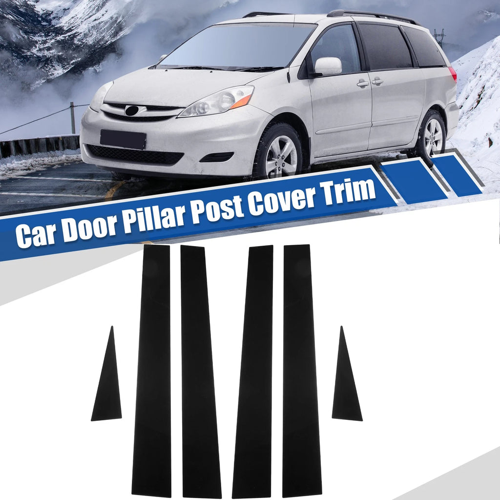 Window Pillar Posts Cover Stickers Glossy Black for Toyota Sienna (2004–2010)