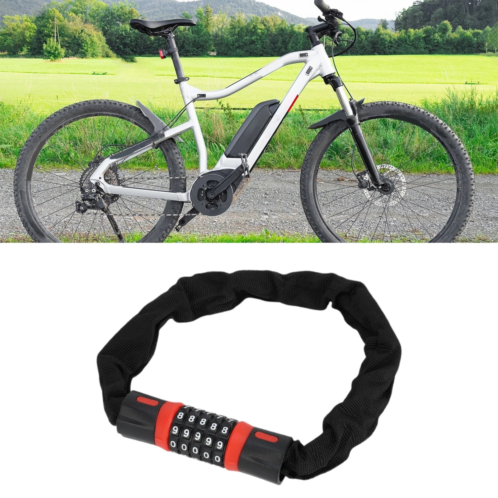 Bike Security Chain Combination Padlock 60cm Resettable 5 Digit Lock