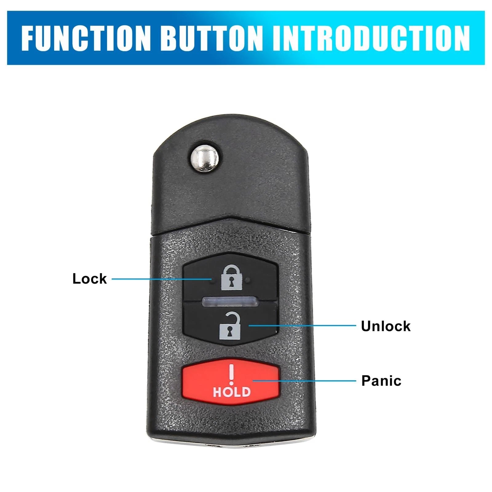 Car Key Fob Shell Case Replacement for Mazda 6 Miata RX-8 (2011–2015)
