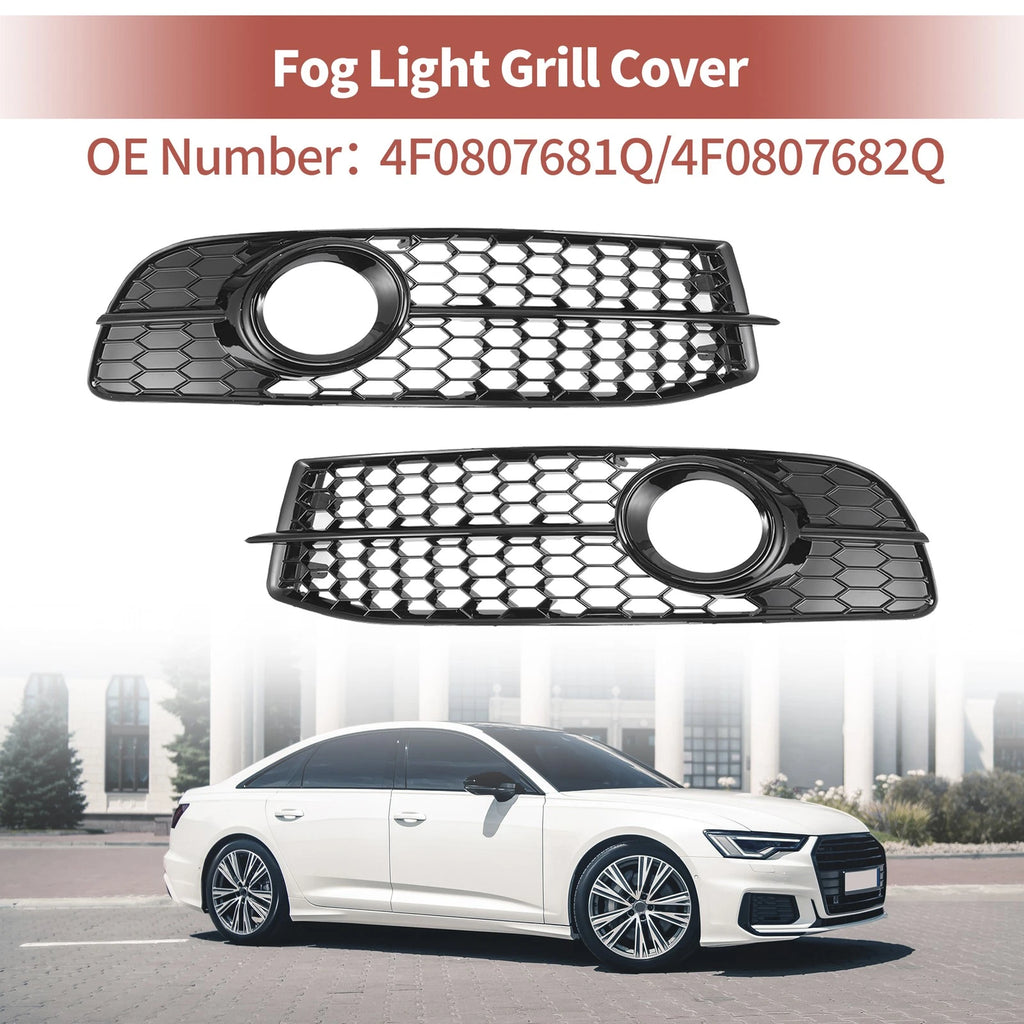 Front Fog Light Grill Pair Replacement for Audi A6 C6 S-Line (2005–2011)