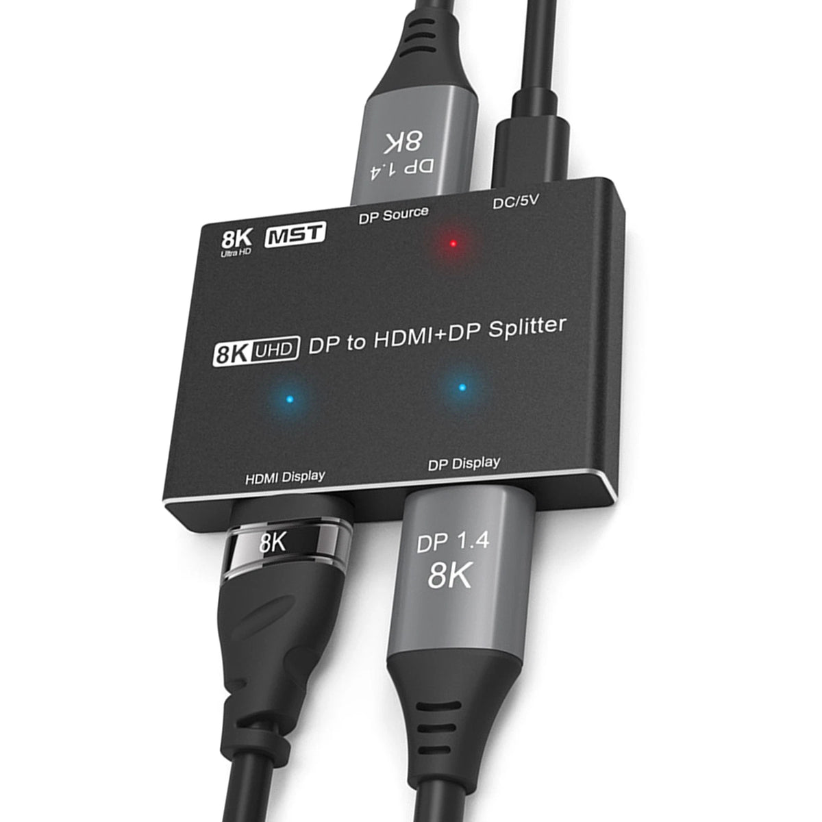 1x2 MST Splitter Repeater for HDMI/DP (Supports HDR, 8K 30Hz)