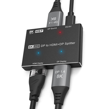 1x2 MST Splitter Repeater for HDMI/DP (Supports HDR, 8K 30Hz)
