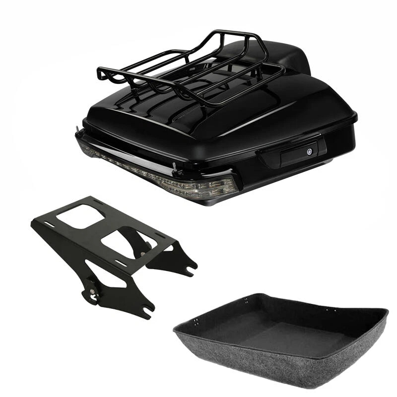Chopped Trunk Backrest Pad Rack Light Mount for Harley Touring FLHR (2014–2026)