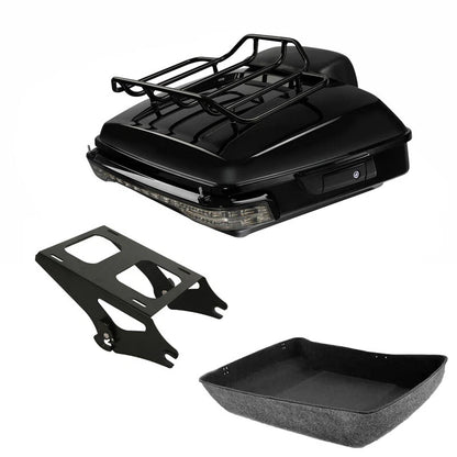 Chopped Trunk Backrest Pad Rack Light Mount for Harley Touring FLHR (2014–2026)