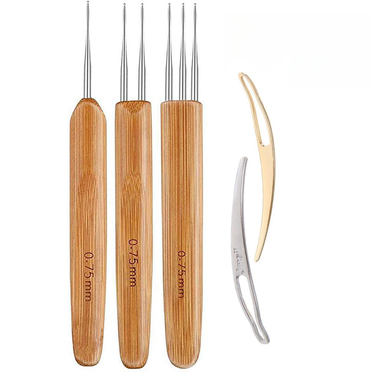 0.75mm Crochet Hook Set with Hair Locking Tool for