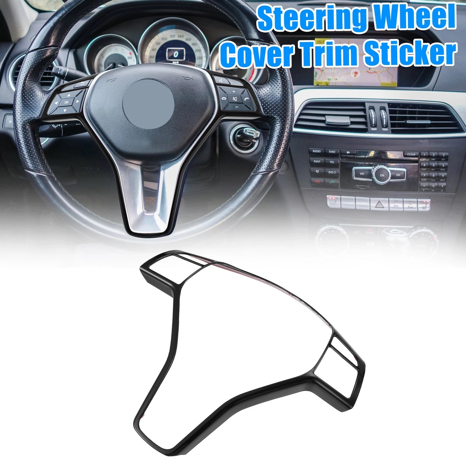 Steering Wheel Covers Black Replacement for Mercedes Benz A B C Plastic Trim (2019–2025)