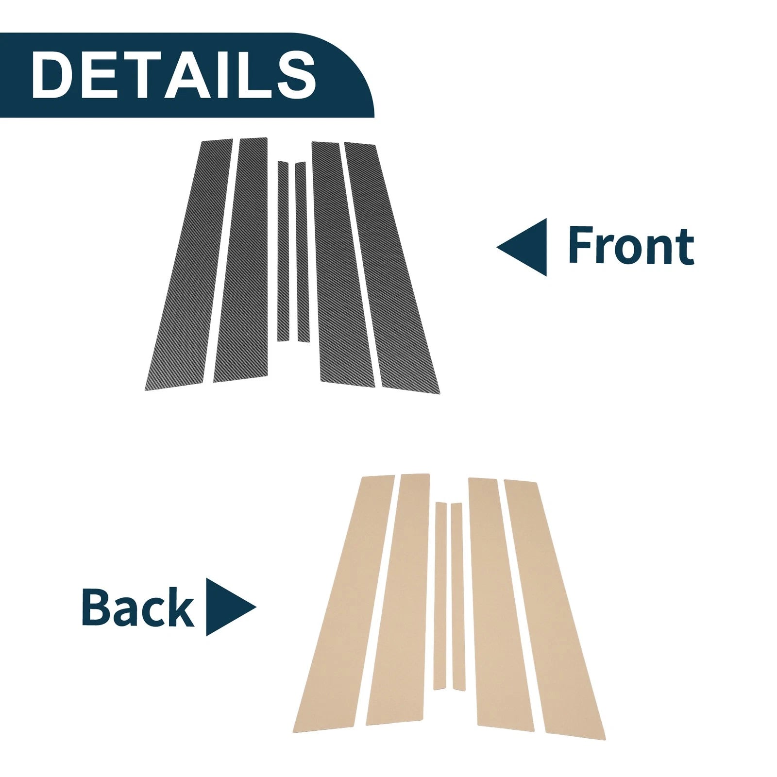 6 Pcs Door Pillar Window Trim Replacement for Honda Accord (2008–2012)
