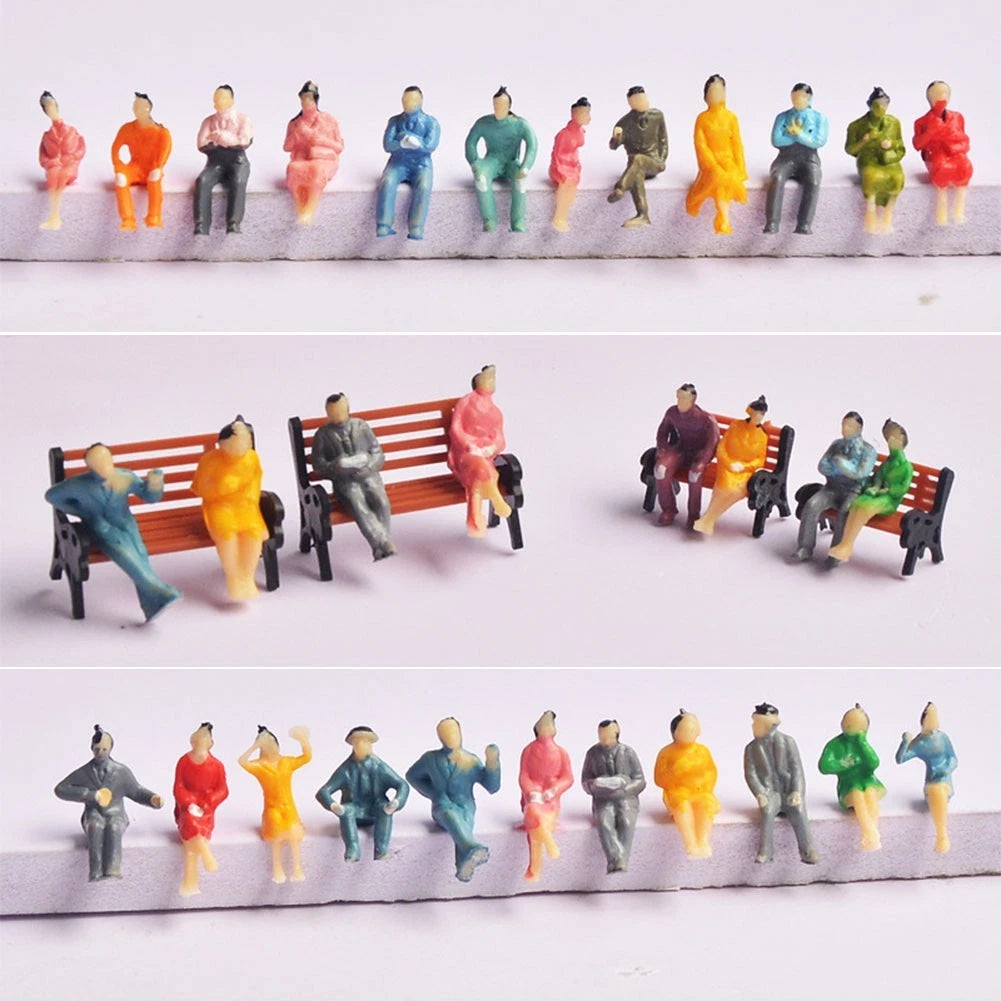 Set of 100 Painted Figures for Model Scale Sitting People