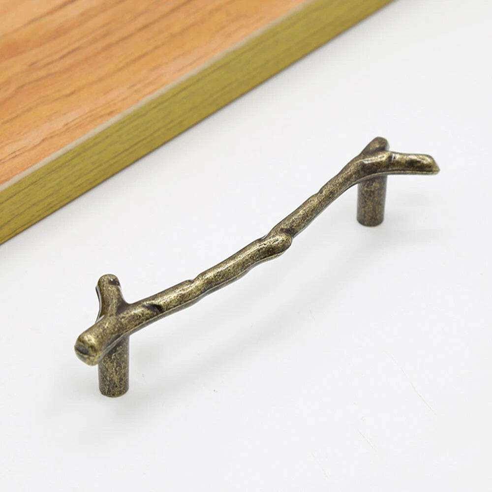 2Pcs Unique Tree Branch Cabinet Pull Handle Cupboard Drawer Knob Antique Bronze